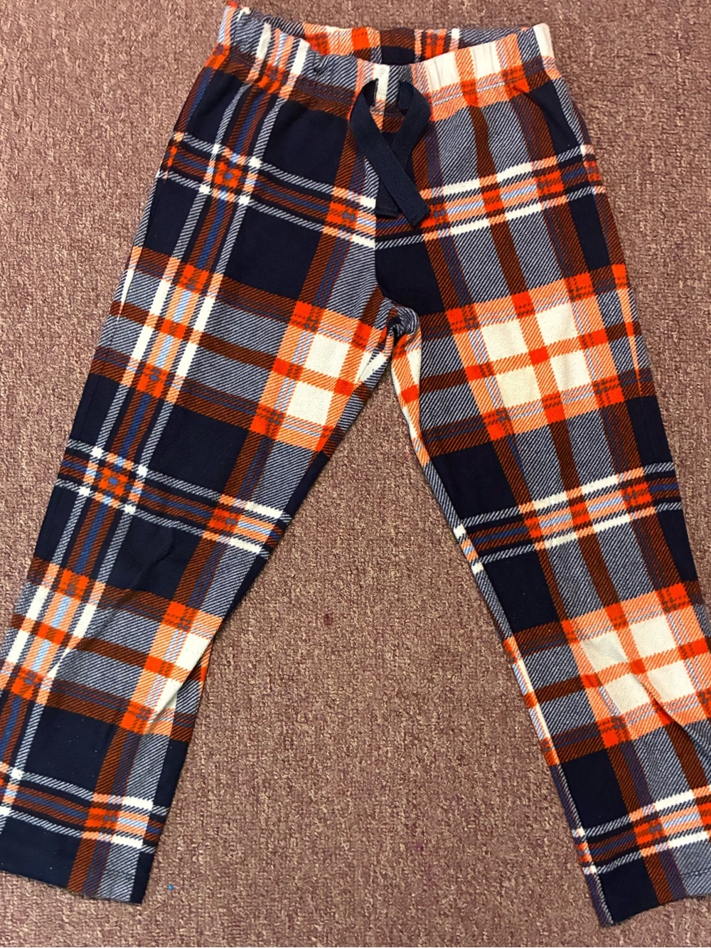 Old Navy boys Plaid Joggers in Navy, Orange & White